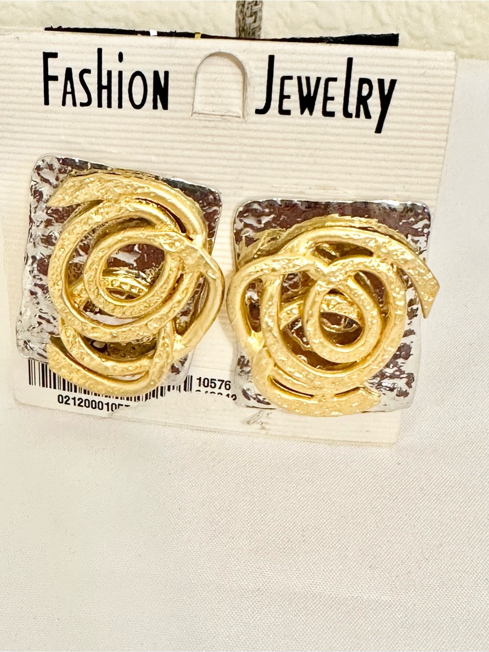 VTG Gold Spiral Square-Back Earrings (Moderate Weight)